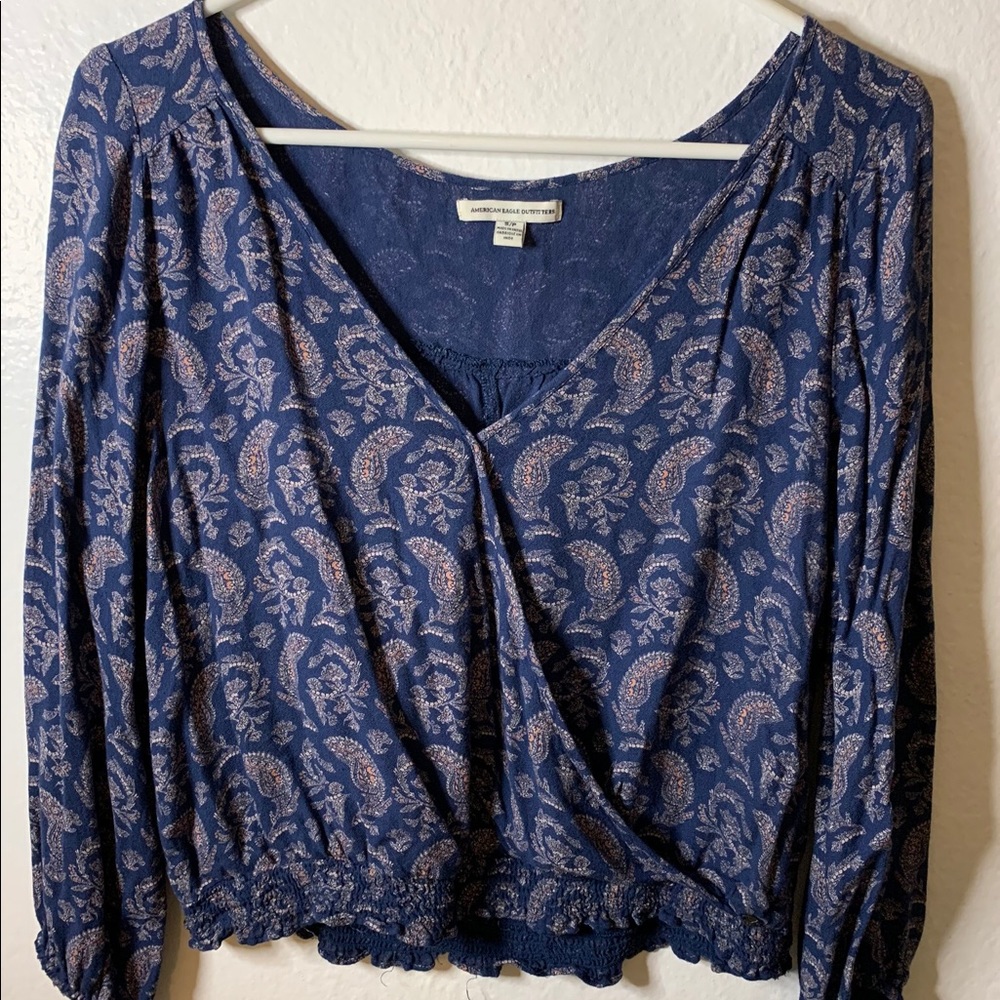Blue and purple feather long sleeve